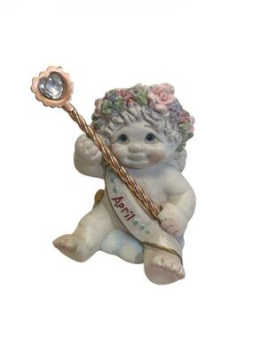 VINTAGE 2002 DREAMSICLES APRIL CHERUB ANGEL W/ APRIL BIRTH STONE #11654